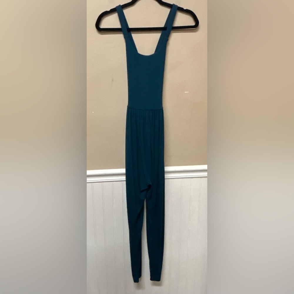 IMBODHI Jumper Womens XS Teal Harem Crossback Tank Yoga Jumpsuit Pockets